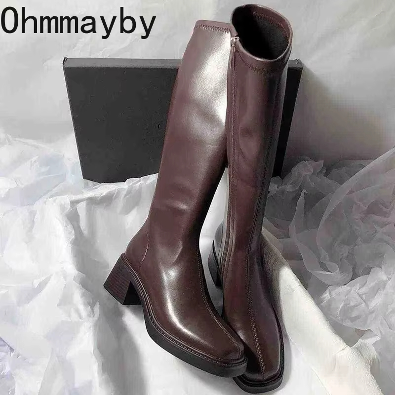 Vintage Zipper - Vintage Thick Heel Women Knee High