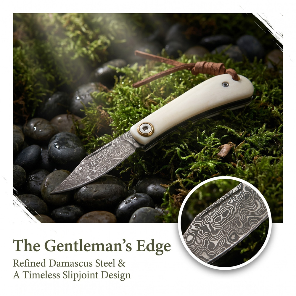 Compact Vintage Damascus Foldi - огляд і ціна Vintage Collectible Knife