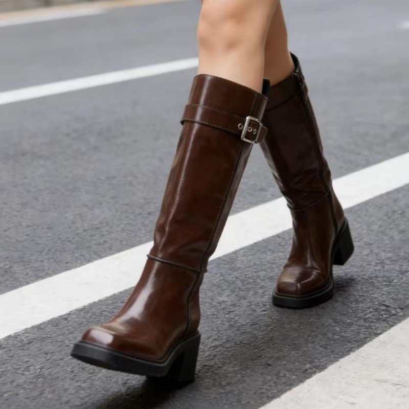 British Style Brown Knee Boots - огляд і ціна Vintage Zipper