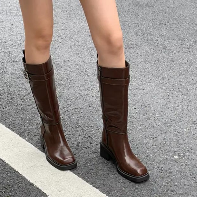 British Style Brown Knee Boots - огляд і ціна Vintage Zipper