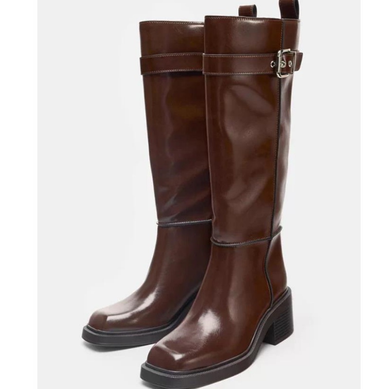 British Style Brown Knee Boots - огляд і ціна Vintage Zipper